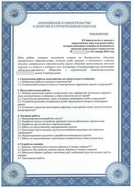 Приложение к свидетельству о допуске к строительным работам Кострома СРО в строительстве