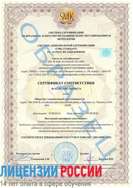 Образец сертификата соответствия Кострома Сертификат ISO 22000