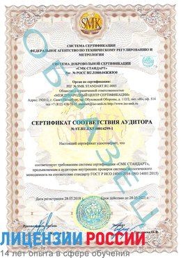 Образец сертификата соответствия аудитора №ST.RU.EXP.00014299-1 Кострома Сертификат ISO 14001